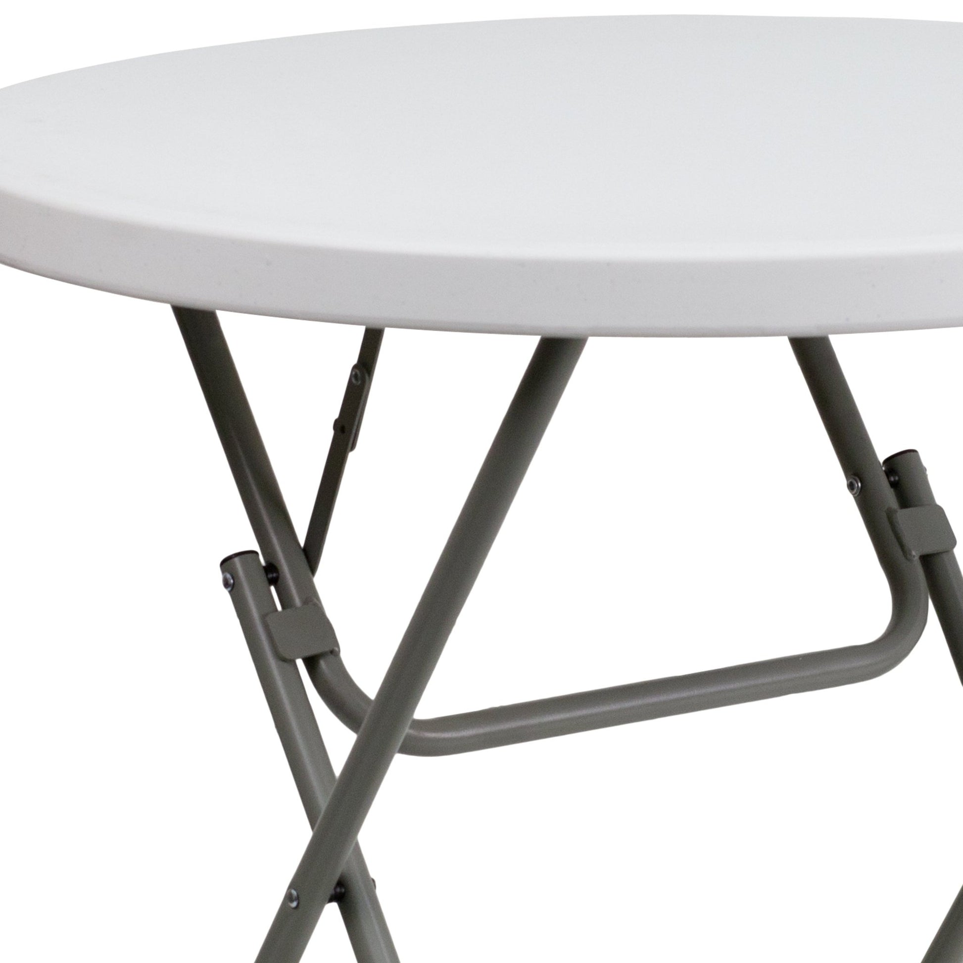 Elon 2.63 - Foot Round Plastic Folding Table for Banquet and Events - Granite White by Flash Furniture - SchoolOutlet