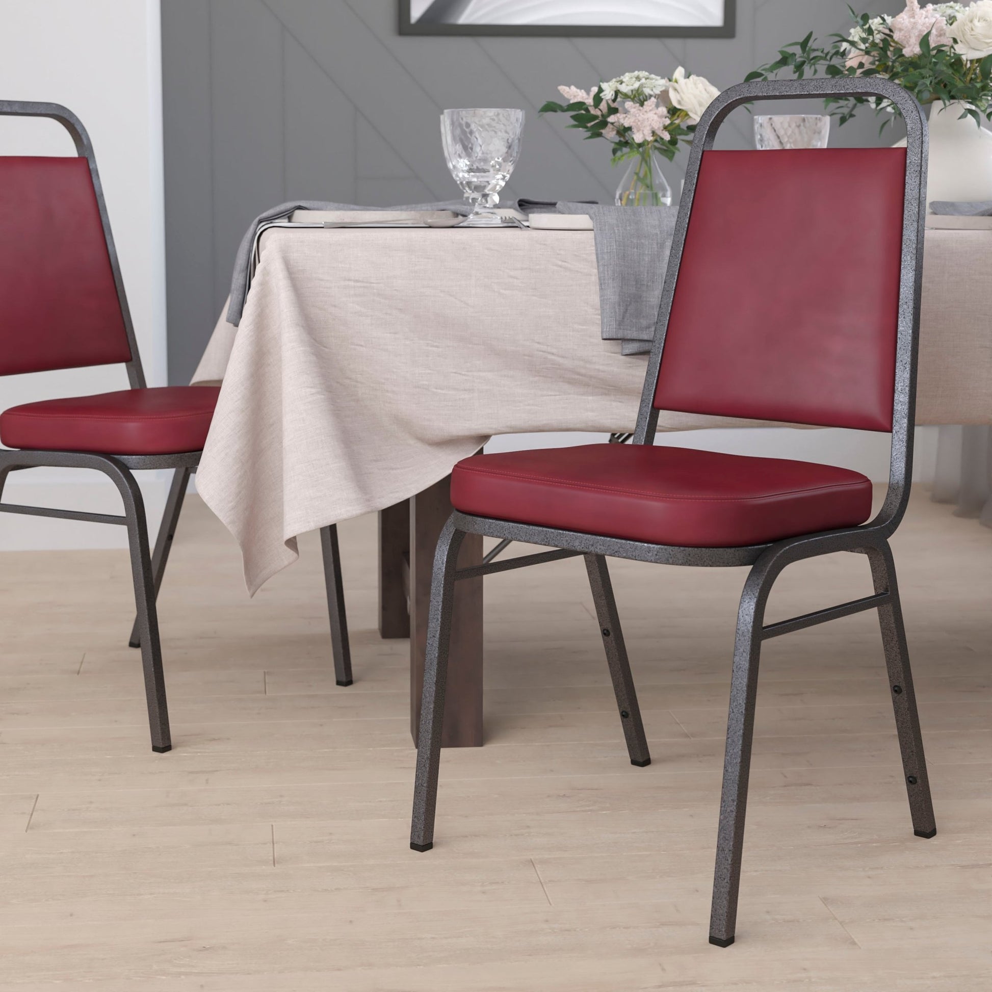 HERCULES Series Trapezoidal Back Stacking Banquet Chair with 2.5" Thick Seat and Metal Frame by Flash Furniture - SchoolOutlet