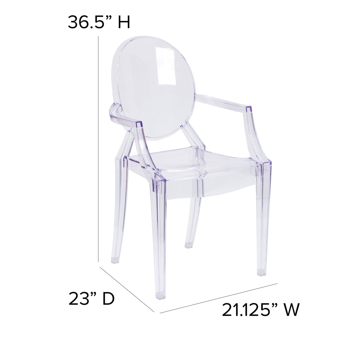 Shirley Ghost Chair with Arms in Transparent Crystal by Flash Furniture - SchoolOutlet