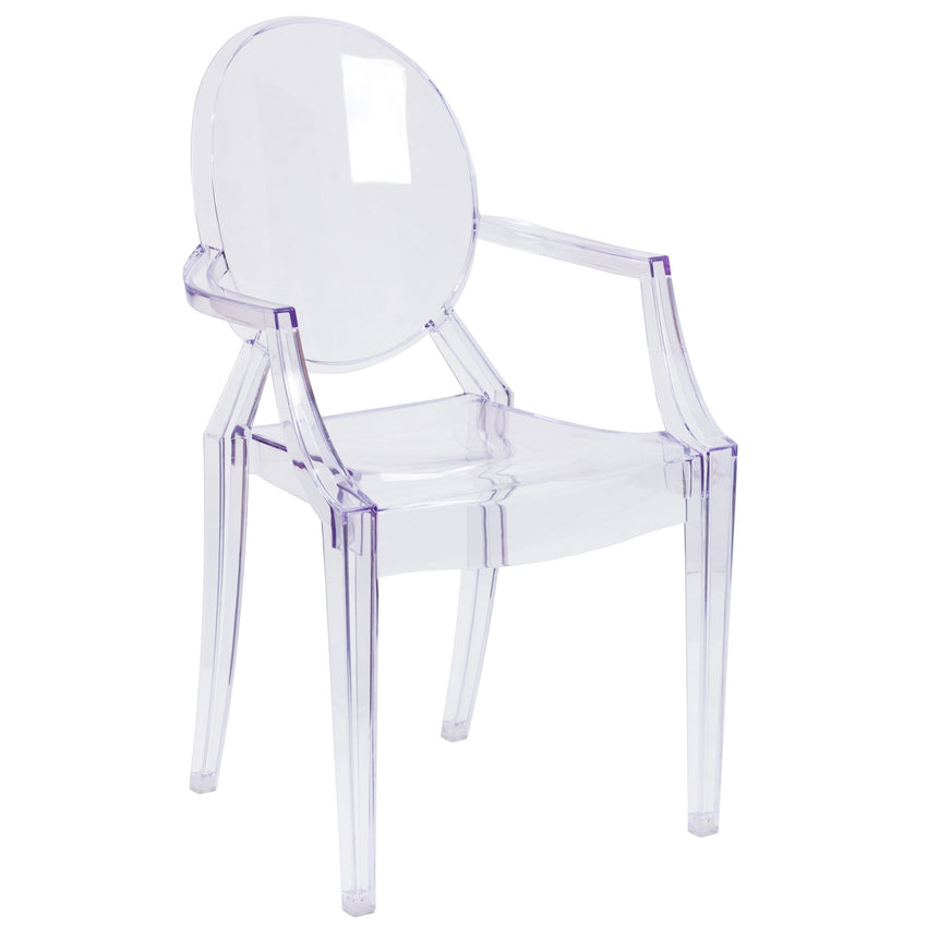 Shirley Ghost Chair with Arms in Transparent Crystal by Flash Furniture - SchoolOutlet