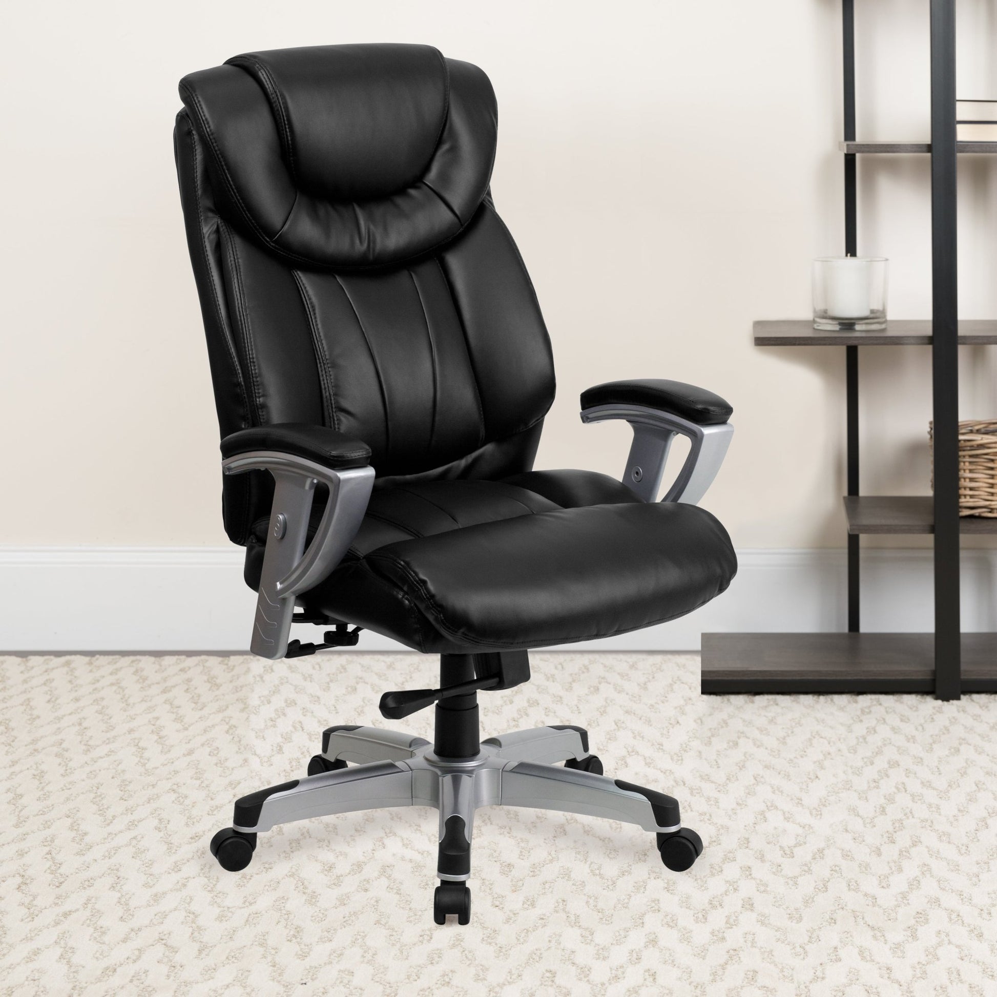 HERCULES Series Big & Tall Executive Ergonomic Office Chair with Silver Adjustable Arms 400 lb. Rated Weight Capacity by Flash Furniture - SchoolOutlet