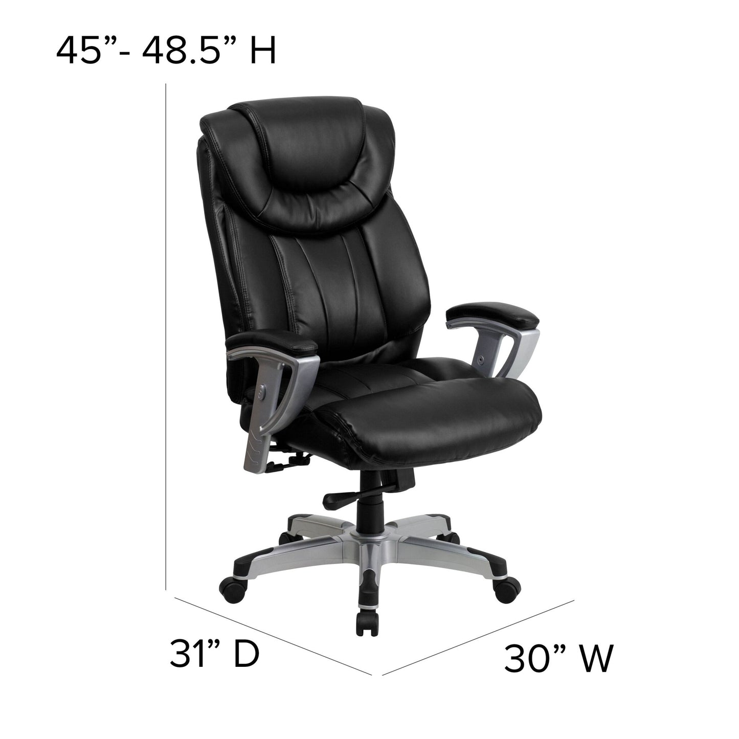 HERCULES Series Big & Tall Executive Ergonomic Office Chair with Silver Adjustable Arms 400 lb. Rated Weight Capacity by Flash Furniture - SchoolOutlet