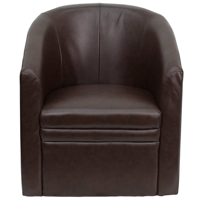 Lauren Guest Chair Brown LeatherSoft Barrel - Shaped by Flash Furniture - SchoolOutlet