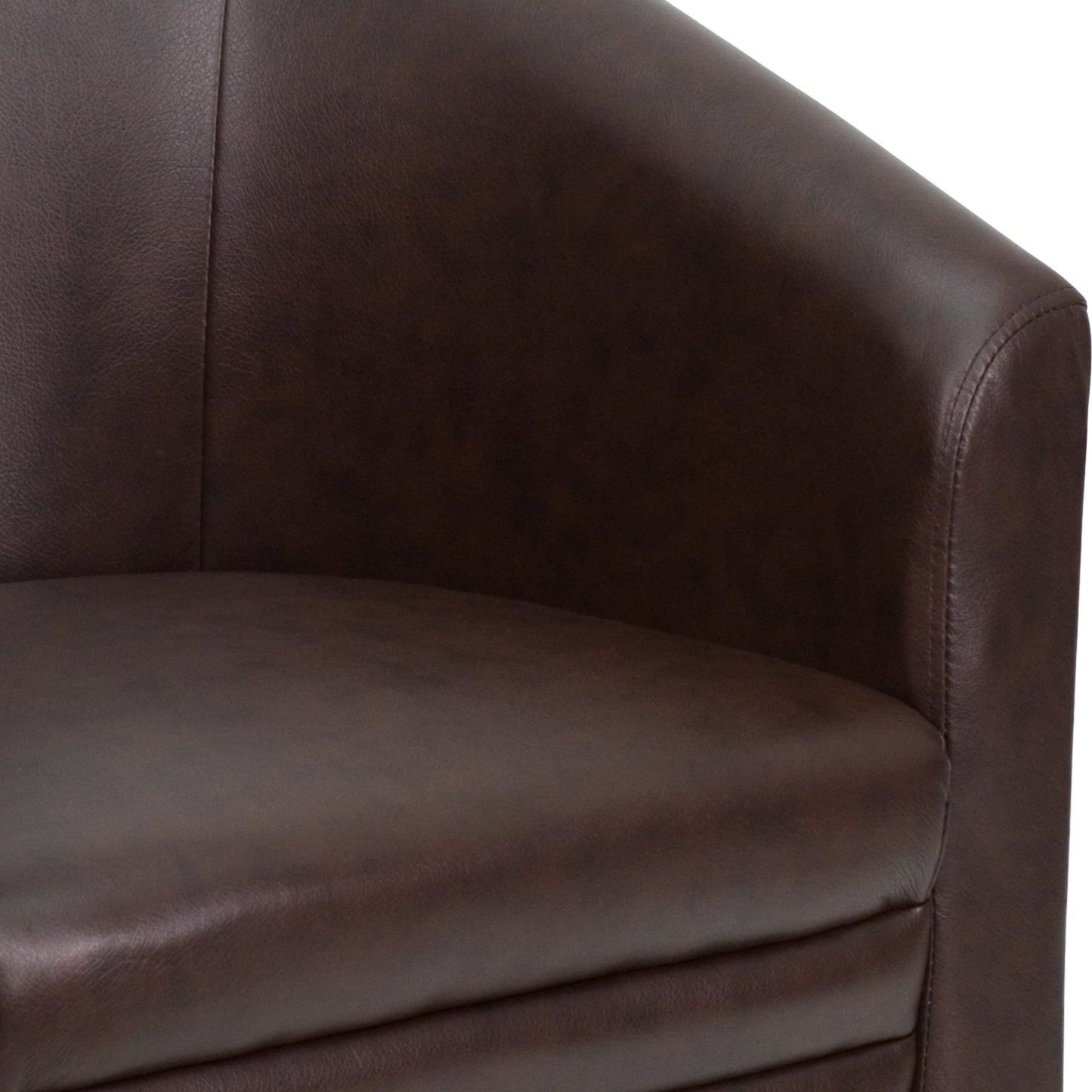 Lauren Guest Chair Brown LeatherSoft Barrel - Shaped by Flash Furniture - SchoolOutlet