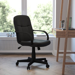 Paulson Executive Swivel Office Chair with Arms, Mid-Back Black Glove Vinyl by Flash Furniture