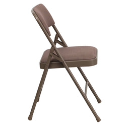 HERCULES Series Metal Folding Chair with Fabric Seat, Curved Triple Braced and Double Hinged by Flash Furniture