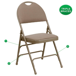 Flash Furniture HERCULES Series Extra Large Ultra-Premium Triple Braced, Fabric Seat, Metal Folding Chair with Easy-Carry Handle(FLA-HA-MC705AF-3-GG)