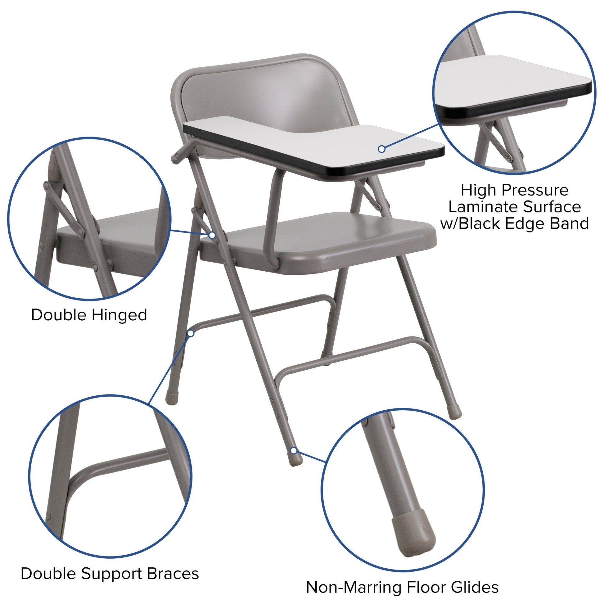 Ralph Premium Steel Folding Chair with Right Handed Tablet Arm by Flash Furniture - SchoolOutlet