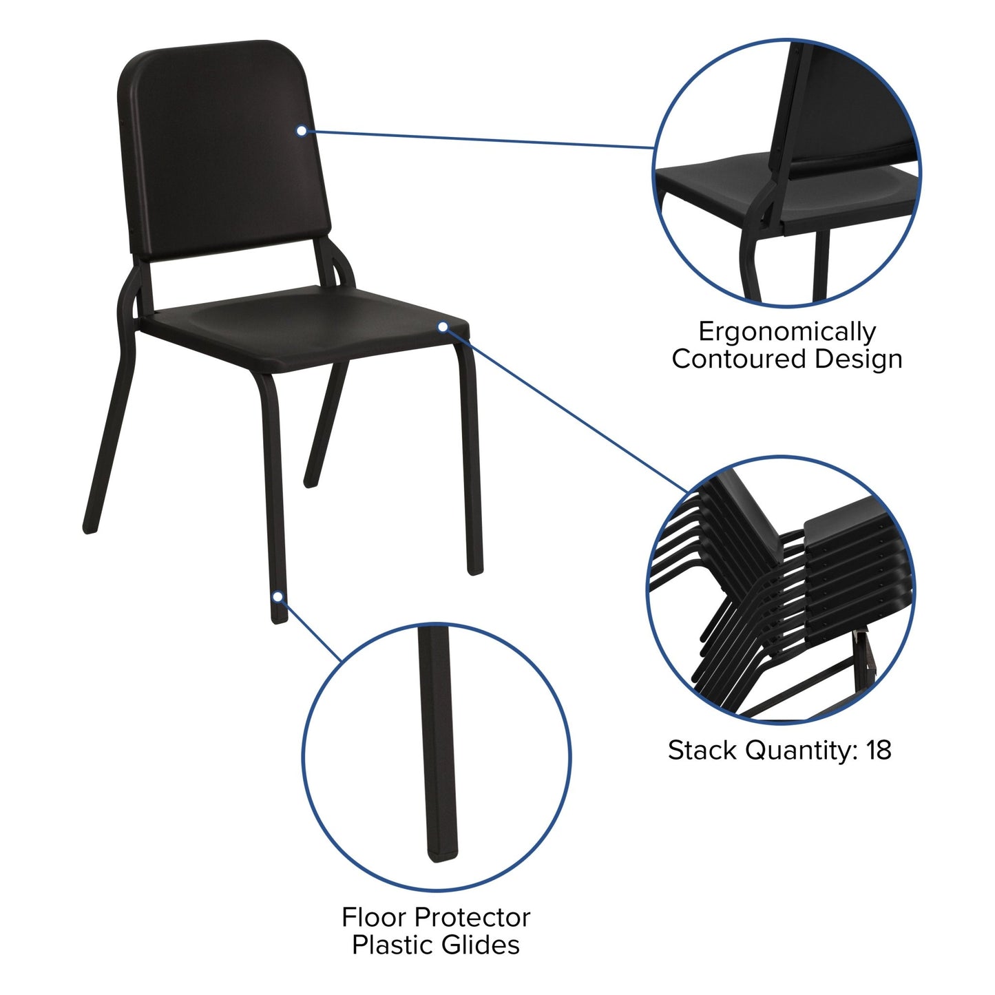 HERCULES Series Black High Density Stackable Melody Band/Music Chair by Flash Furniture - SchoolOutlet