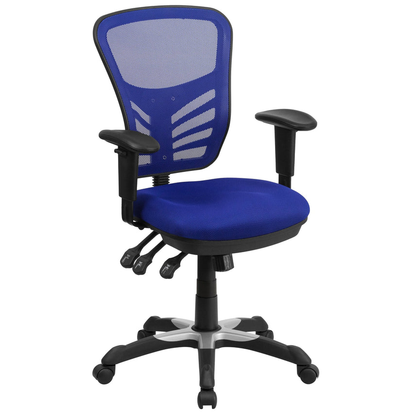 Nicholas Executive Swivel Ergonomic Office Chair with Adjustable Arms and Mid - Back Mesh Multifunction by Flash Furniture - SchoolOutlet