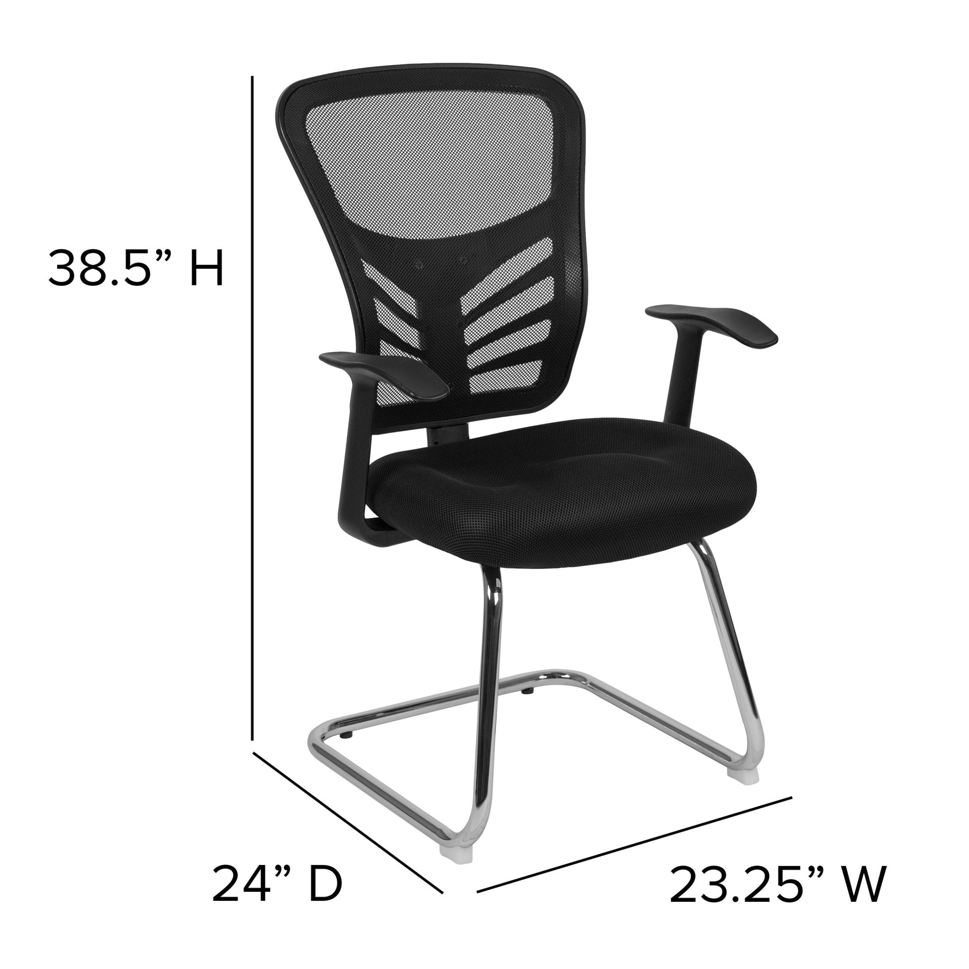 Steve Side Reception Chair with Black Mesh and Chrome Sled Base by Flash Furniture - SchoolOutlet