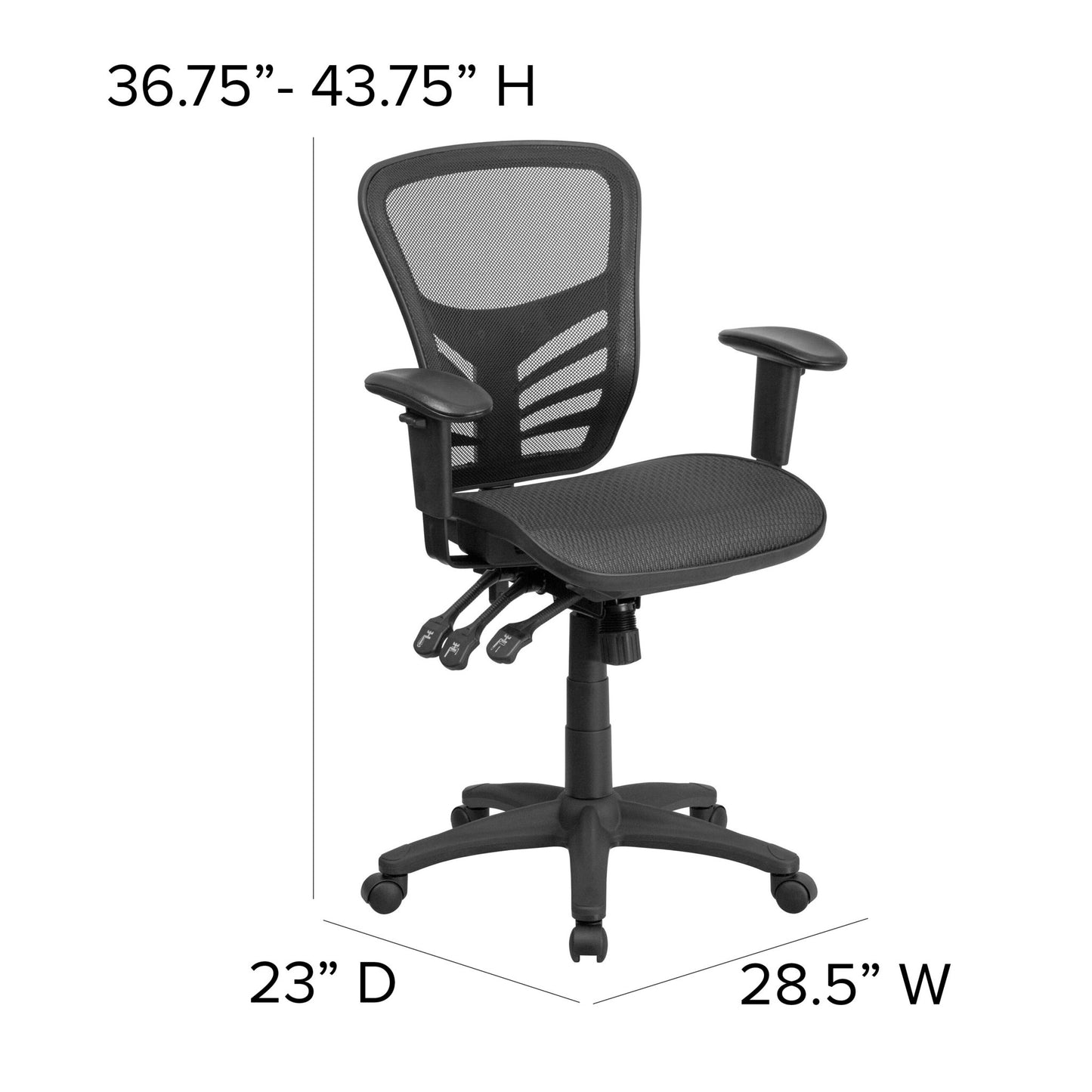 Nicholas Executive Swivel Ergonomic Office Chair with Adjustable Arms and Mid - Back Transparent Black Mesh by Flash Furniture - SchoolOutlet