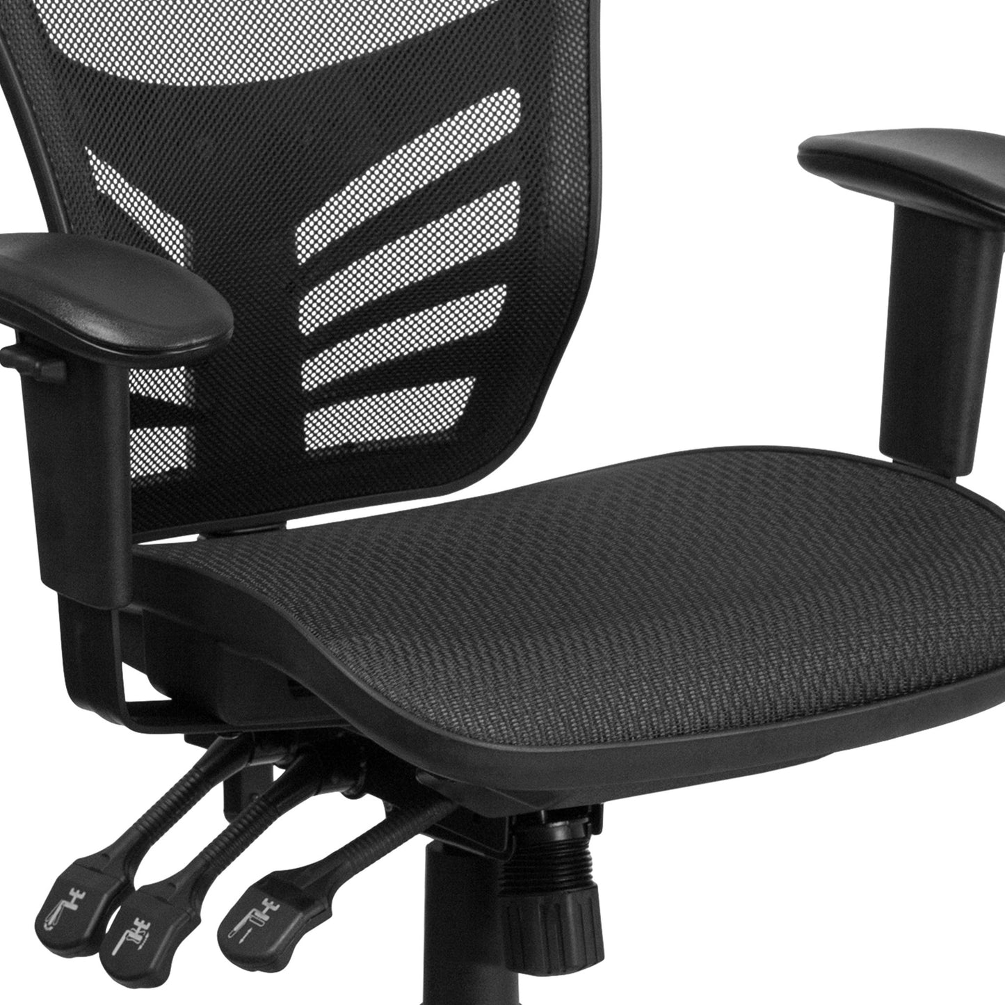 Nicholas Executive Swivel Ergonomic Office Chair with Adjustable Arms and Mid - Back Transparent Black Mesh by Flash Furniture - SchoolOutlet