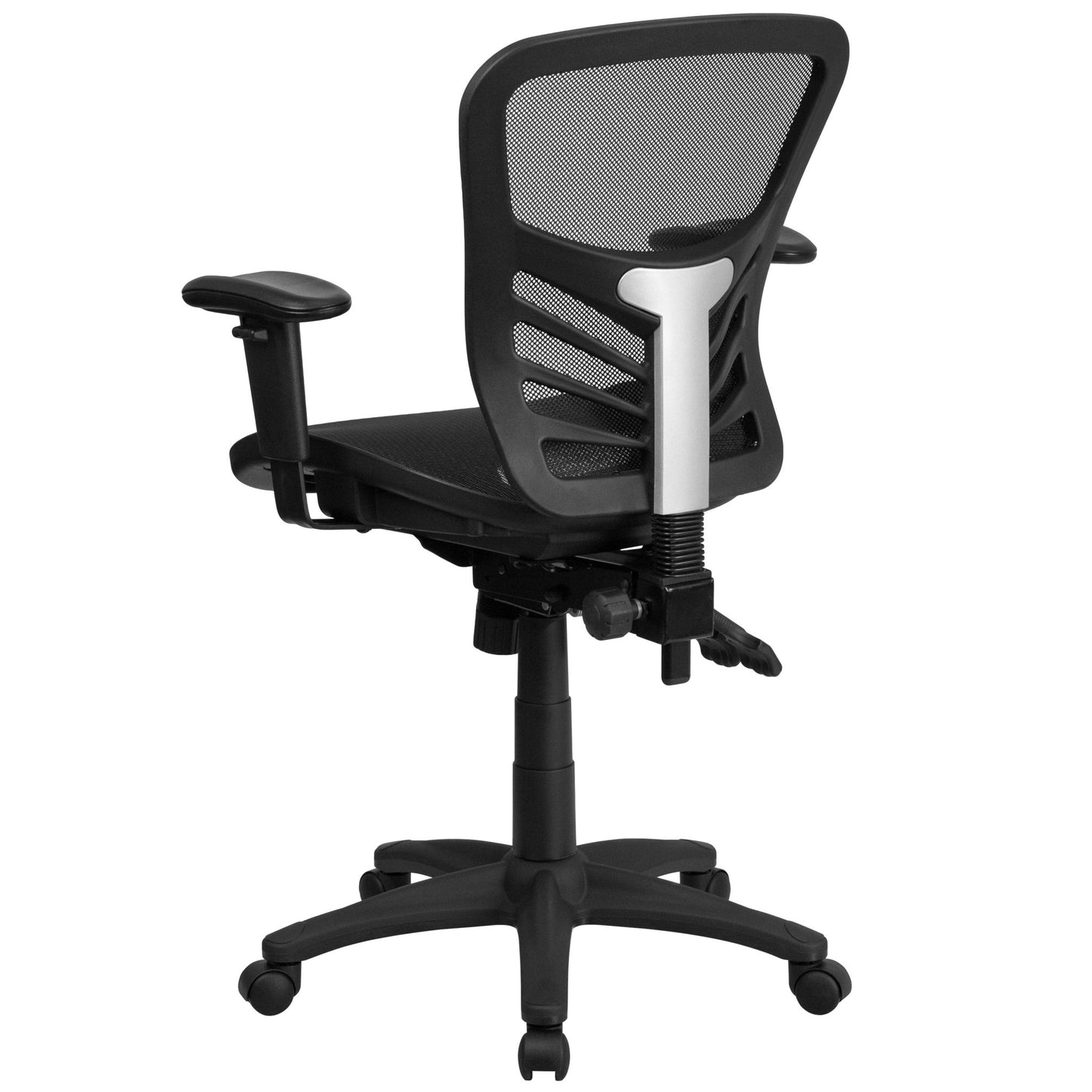 Nicholas Executive Swivel Ergonomic Office Chair with Adjustable Arms and Mid - Back Transparent Black Mesh by Flash Furniture - SchoolOutlet