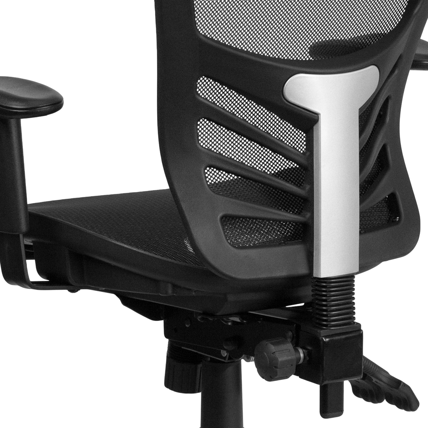 Nicholas Executive Swivel Ergonomic Office Chair with Adjustable Arms and Mid - Back Transparent Black Mesh by Flash Furniture - SchoolOutlet