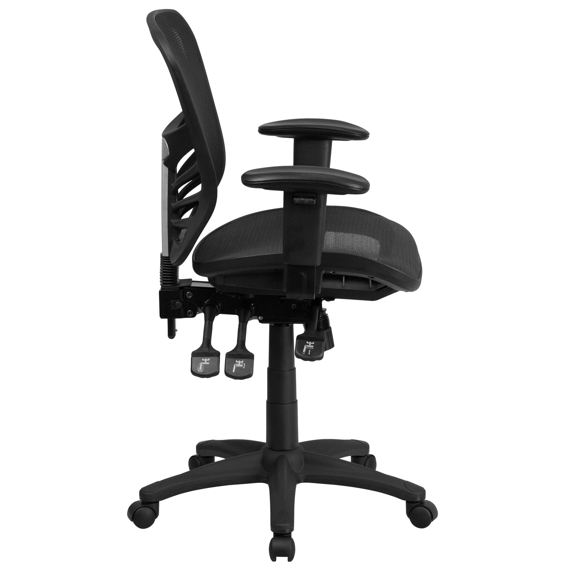 Nicholas Executive Swivel Ergonomic Office Chair with Adjustable Arms and Mid - Back Transparent Black Mesh by Flash Furniture - SchoolOutlet