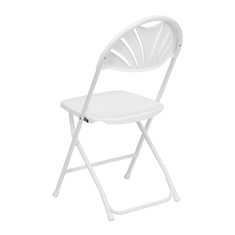 Flash Furniture HERCULES Series 650 lb. Capacity White Plastic Fan Back Folding Chair (FLA-LE-L-4-WHITE-GG) - SchoolOutlet