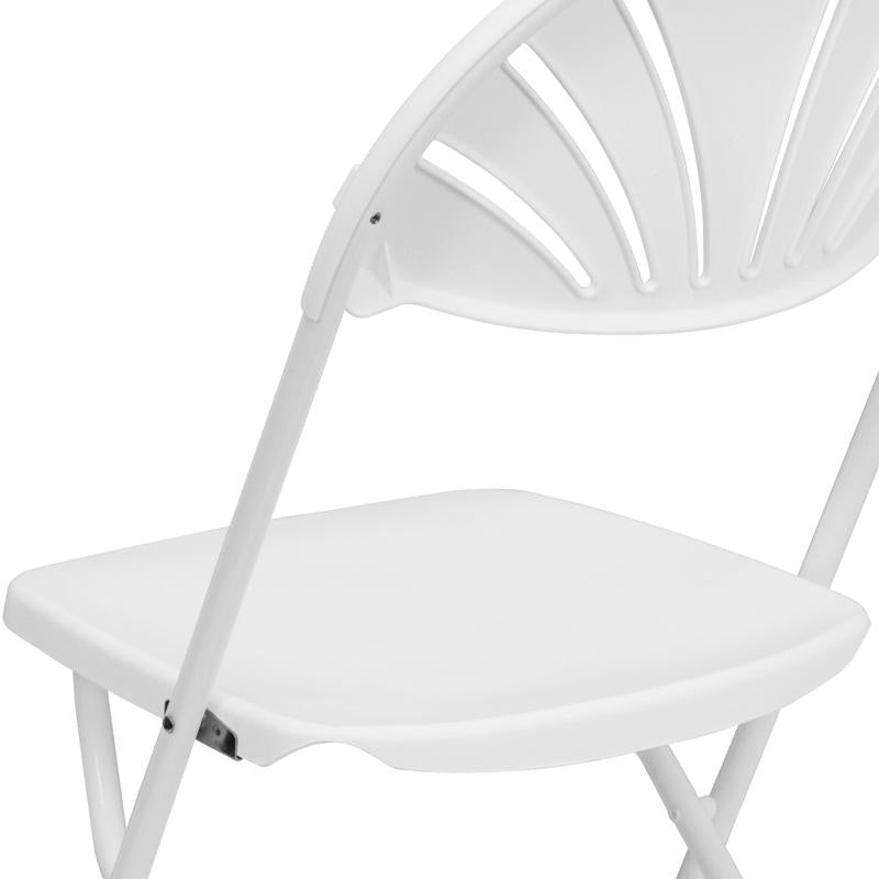 Flash Furniture HERCULES Series 650 lb. Capacity White Plastic Fan Back Folding Chair (FLA-LE-L-4-WHITE-GG) - SchoolOutlet