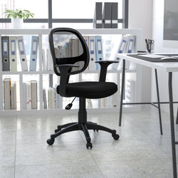 Mallard Mid-Back Black Mesh Swivel Ergonomic Task Office Chair with T-Arms - Desk Chair by Flash Furniture