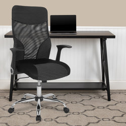 Milford High Back Ergonomic Office Chair with Contemporary Mesh Design in Black and White by Flash Furniture