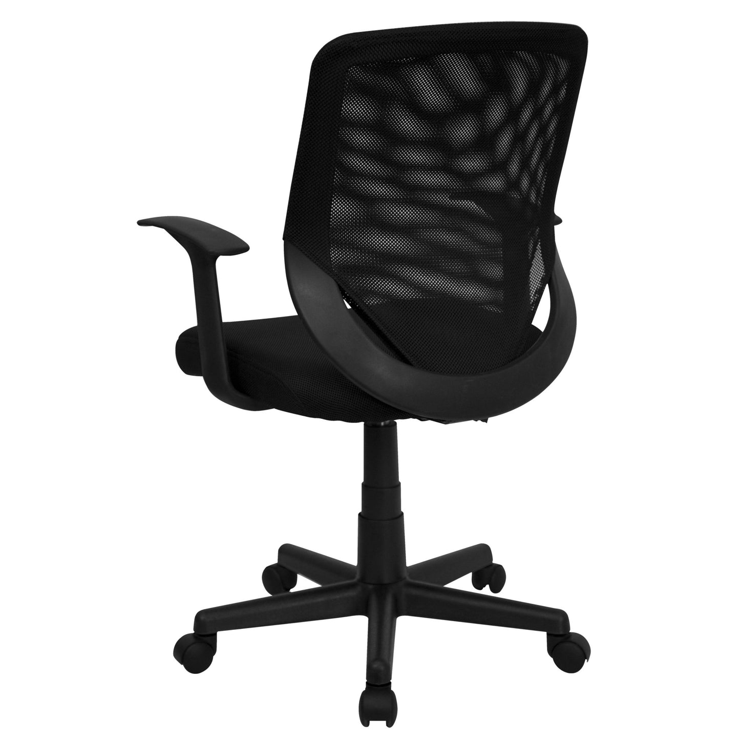 Norris Swivel Task Office Chair with T - Arms, Mid - Back Black Mesh Tapered Back by Flash Furniture - SchoolOutlet