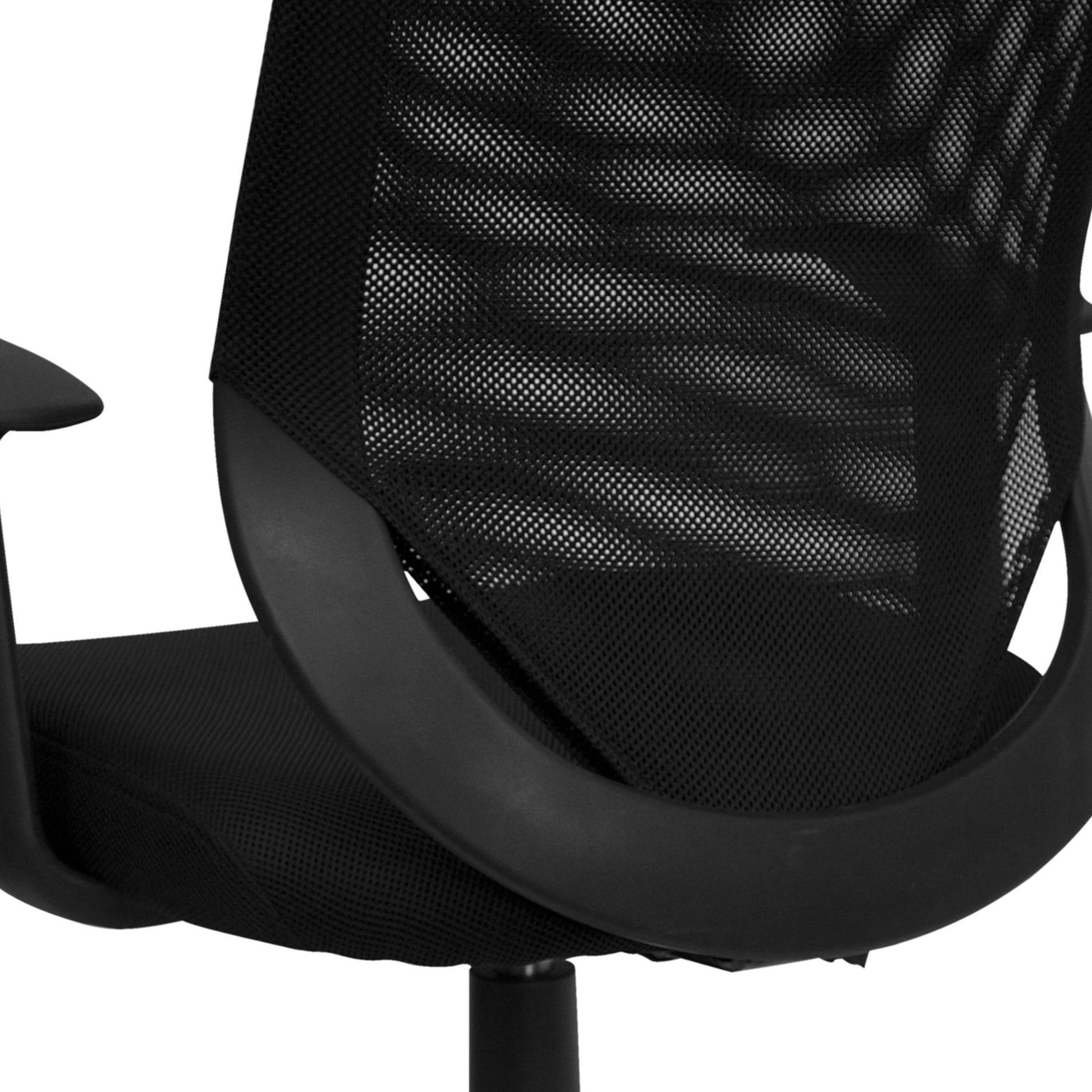 Norris Swivel Task Office Chair with T - Arms, Mid - Back Black Mesh Tapered Back by Flash Furniture - SchoolOutlet