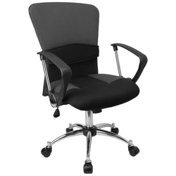 Mindy Mid-Back Swivel Task Office Chair with Adjustable Lumbar Support and Arms - Grey Mesh by Flash Furniture