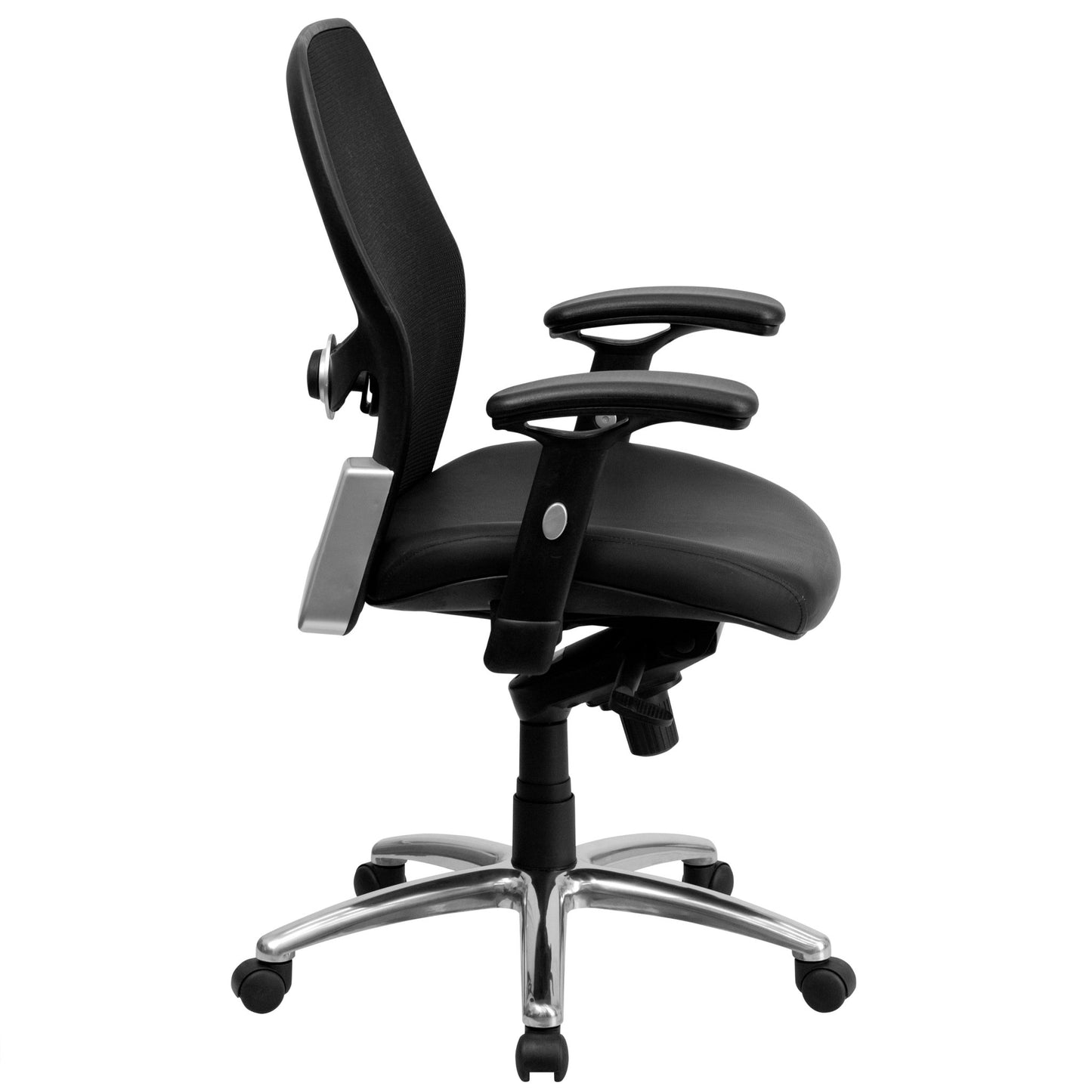 Albert Mid - Back Black Super Mesh Executive Swivel Office Chair, Knee Tilt Control and Adjustable Lumbar & Arms by Flash Furniture - SchoolOutlet