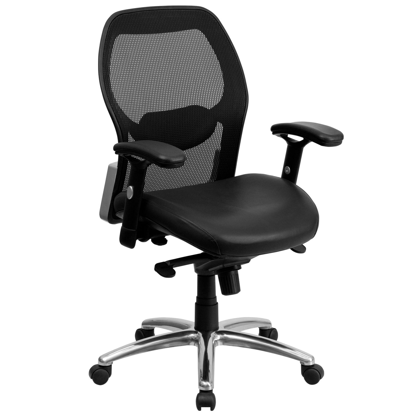 Albert Mid - Back Black Super Mesh Executive Swivel Office Chair, Knee Tilt Control and Adjustable Lumbar & Arms by Flash Furniture - SchoolOutlet