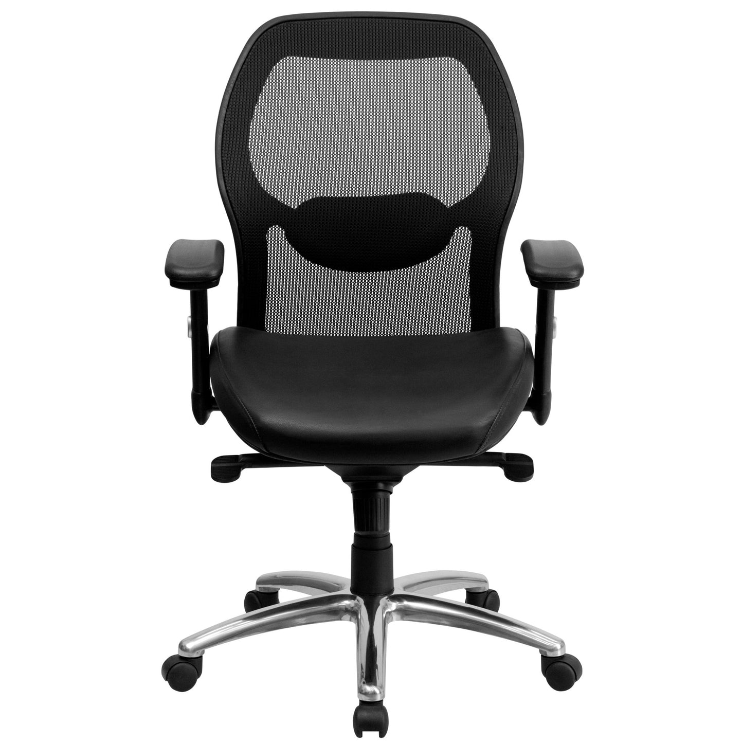 Albert Mid - Back Black Super Mesh Executive Swivel Office Chair, Knee Tilt Control and Adjustable Lumbar & Arms by Flash Furniture - SchoolOutlet