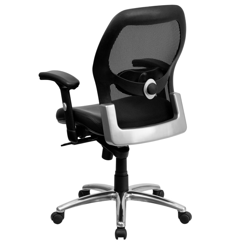 Albert Mid - Back Black Super Mesh Executive Swivel Office Chair, Knee Tilt Control and Adjustable Lumbar & Arms by Flash Furniture - SchoolOutlet