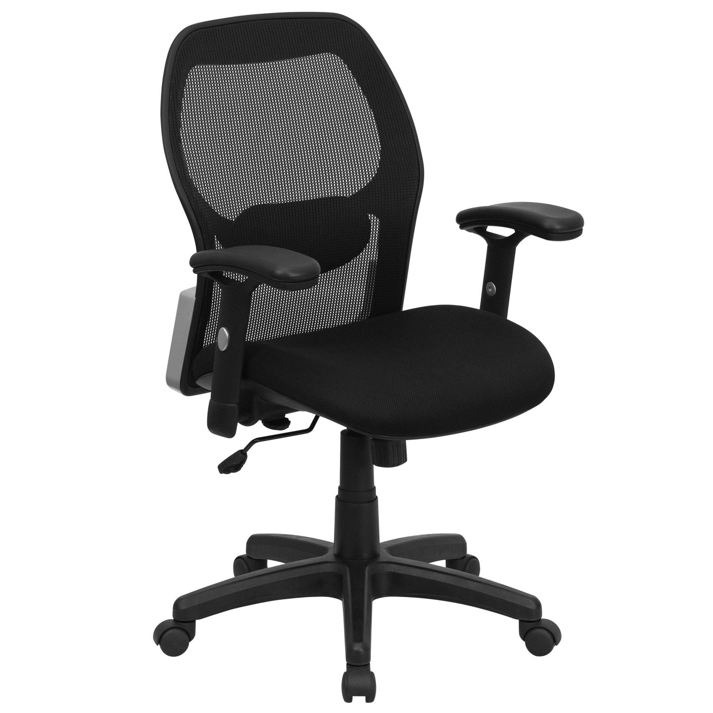 Albert Mid - Back Black Super Mesh Executive Swivel Office Chair with Adjustable Lumbar & Arms by Flash Furniture - SchoolOutlet