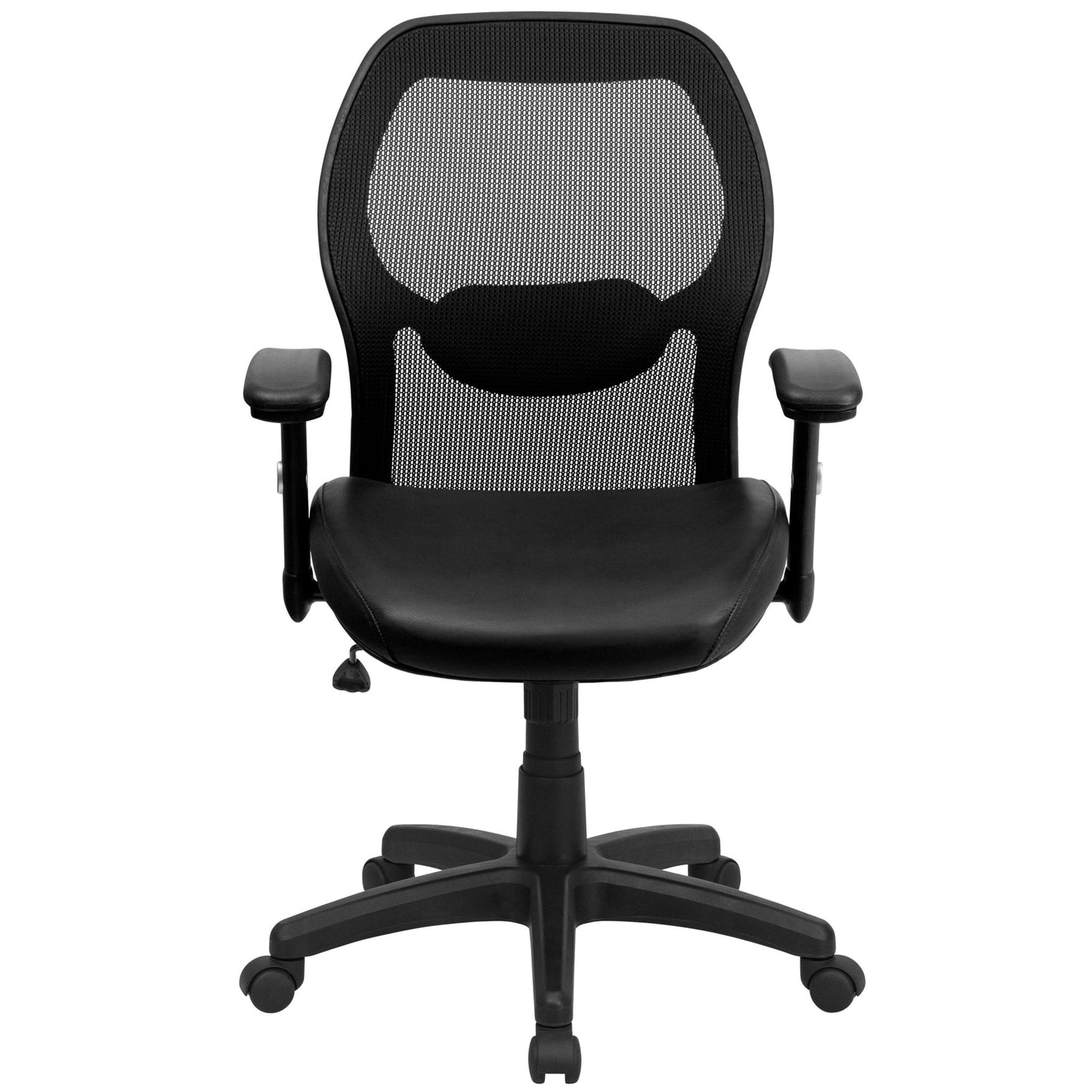 Albert Mid - Back Black Super Mesh Executive Swivel Office Chair with Adjustable Lumbar & Arms by Flash Furniture - SchoolOutlet