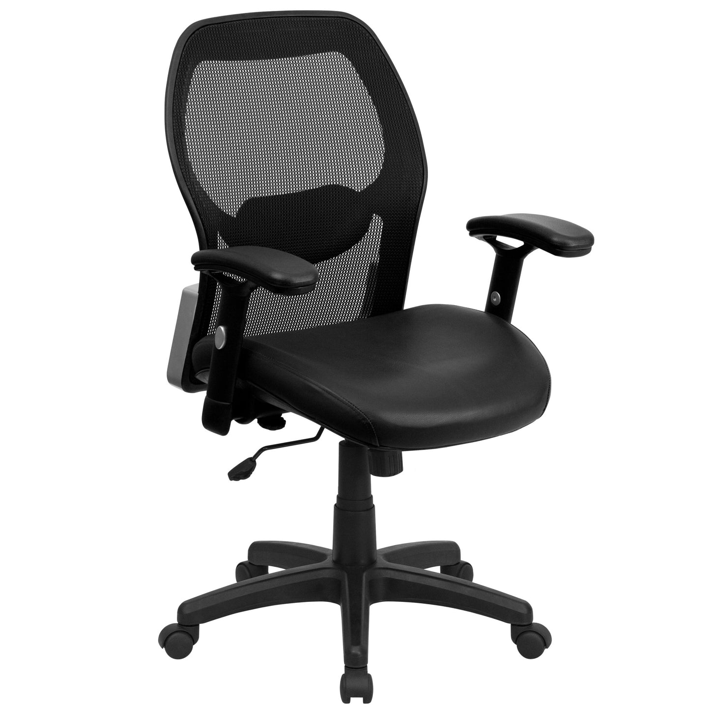 Albert Mid - Back Black Super Mesh Executive Swivel Office Chair with Adjustable Lumbar & Arms by Flash Furniture - SchoolOutlet