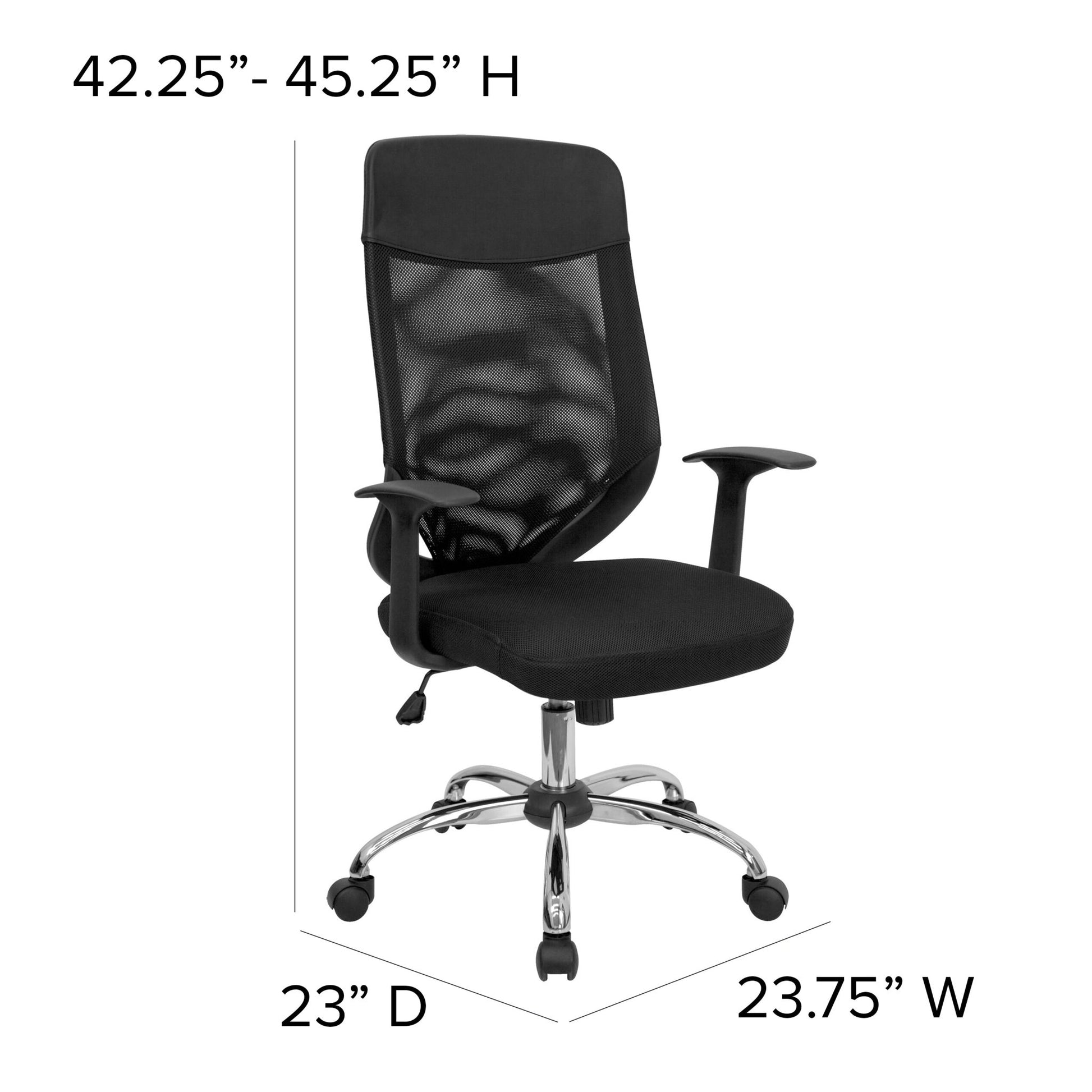 Noreen High Back Black Mesh Executive Swivel Office Chair with Arms by Flash Furniture - SchoolOutlet