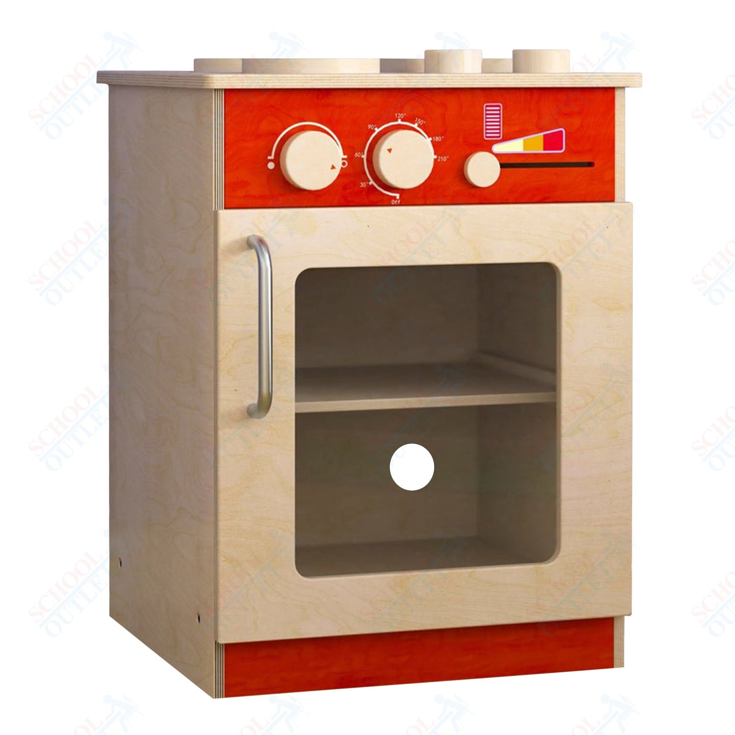 Bright Beginnings Commercial Grade Wooden Children's Kitchen Stove with Integrated Storage - SchoolOutlet