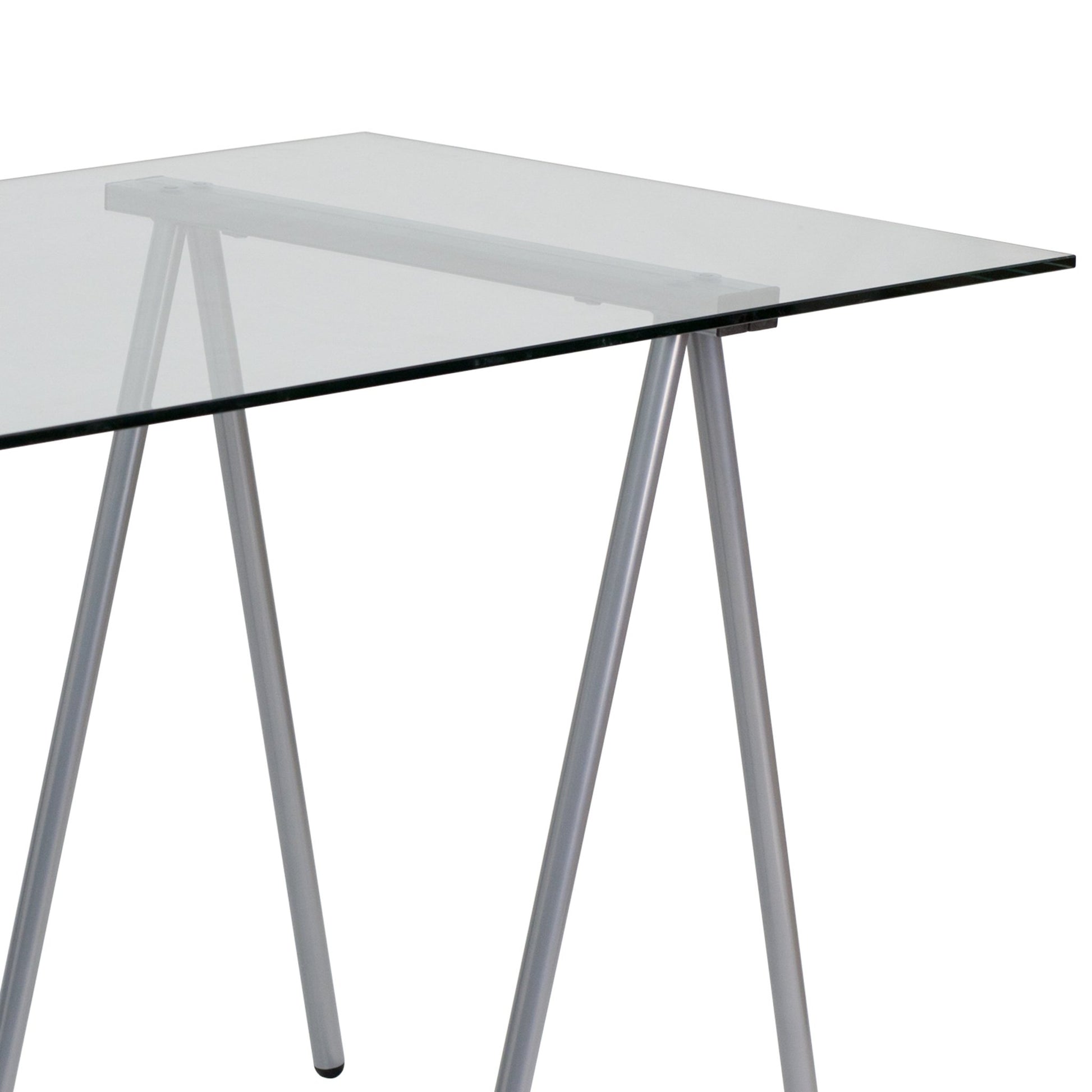 Glass Computer Desk with Silver Metal Frame by Flash Furniture - SchoolOutlet