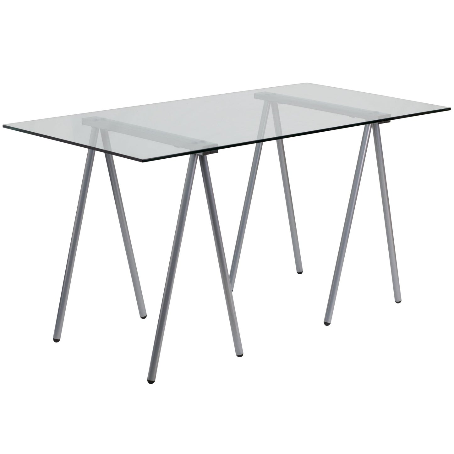 Glass Computer Desk with Silver Metal Frame by Flash Furniture - SchoolOutlet