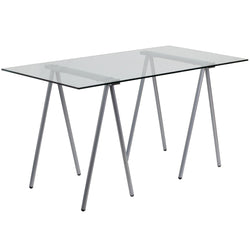 Glass Computer Desk with Silver Metal Frame by Flash Furniture