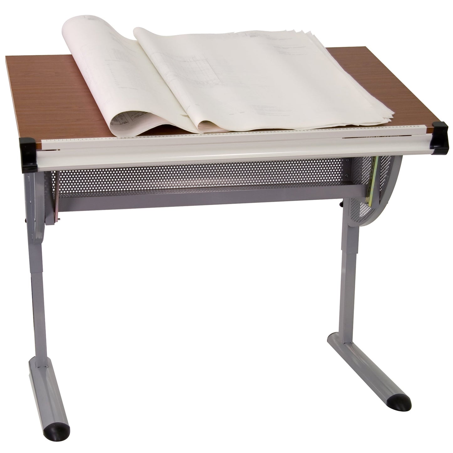 Berkley Adjustable Drawing and Drafting Table with Pewter Frame by Flash Furniture - SchoolOutlet