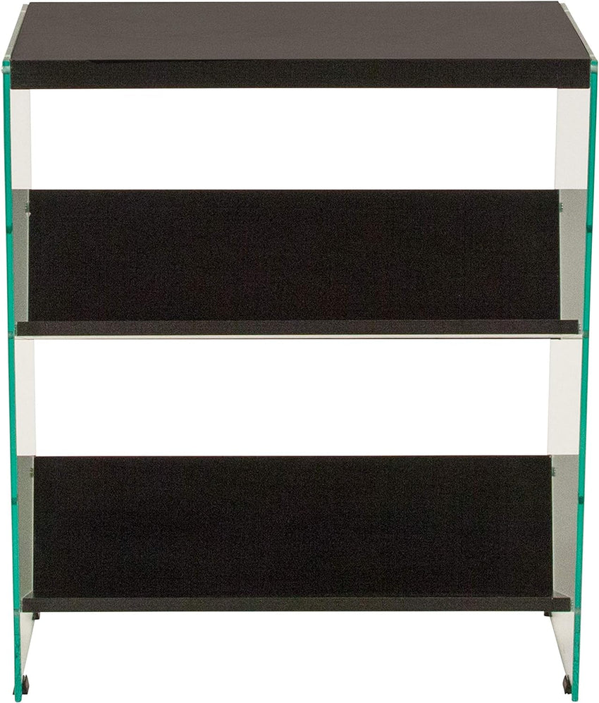Highwood Collection 3 Shelf 28"H Glass Frame Bookcase in Dark Ash Finish - SchoolOutlet