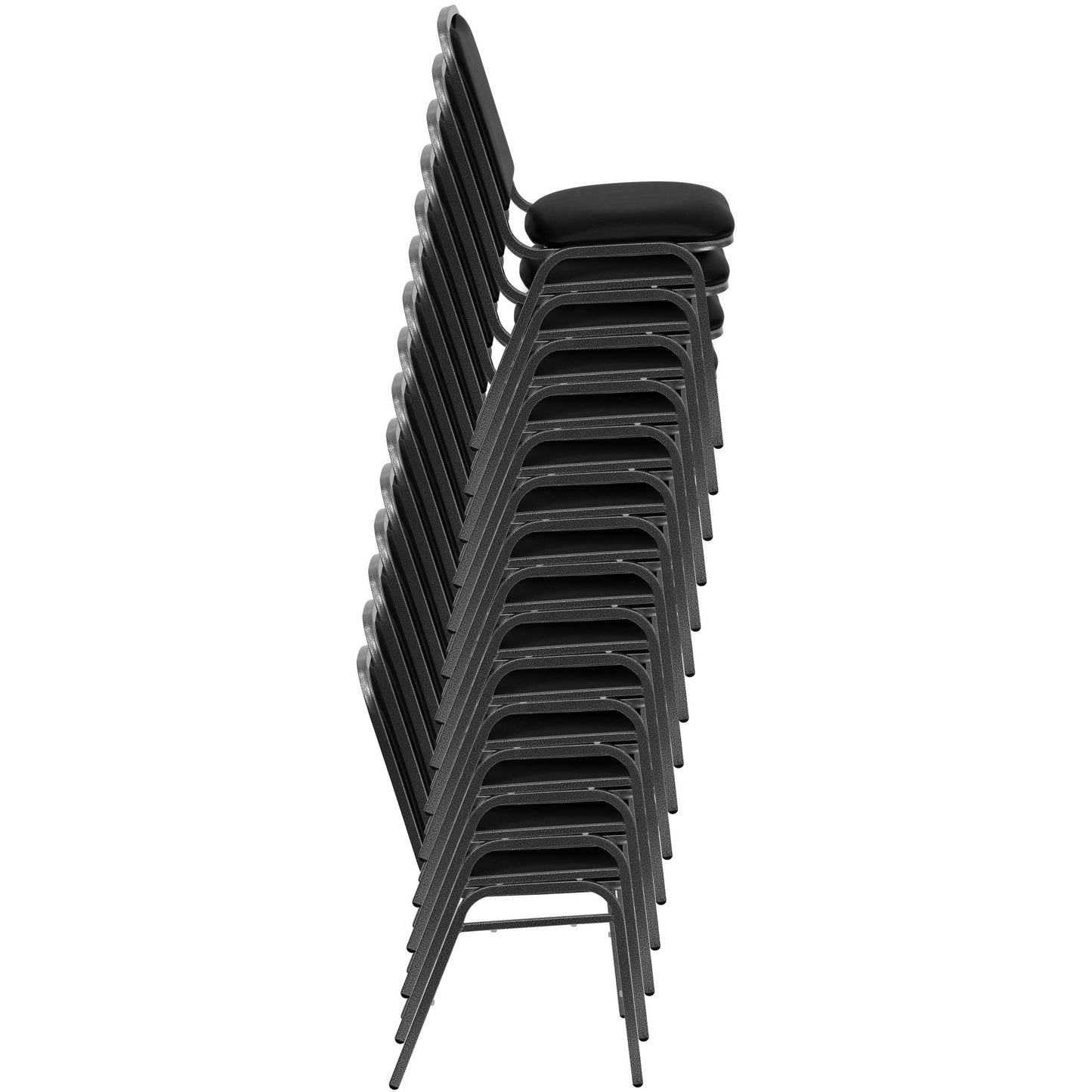 HERCULES Series Stacking Banquet Chair in Black Vinyl - Silver Vein Frame by Flash Furniture - SchoolOutlet