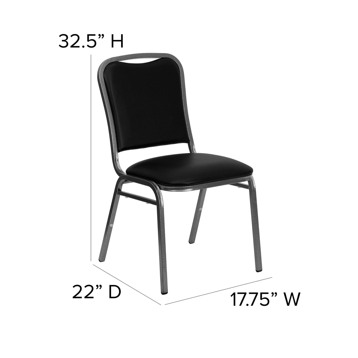 HERCULES Series Stacking Banquet Chair in Black Vinyl - Silver Vein Frame by Flash Furniture - SchoolOutlet