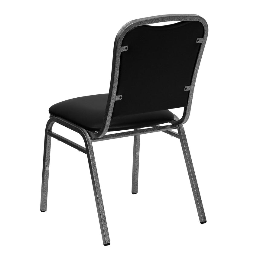 HERCULES Series Stacking Banquet Chair in Black Vinyl - Silver Vein Frame by Flash Furniture - SchoolOutlet