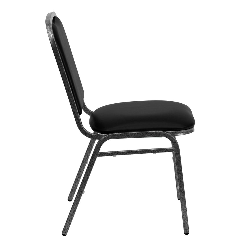 HERCULES Series Stacking Banquet Chair in Black Vinyl - Silver Vein Frame by Flash Furniture - SchoolOutlet