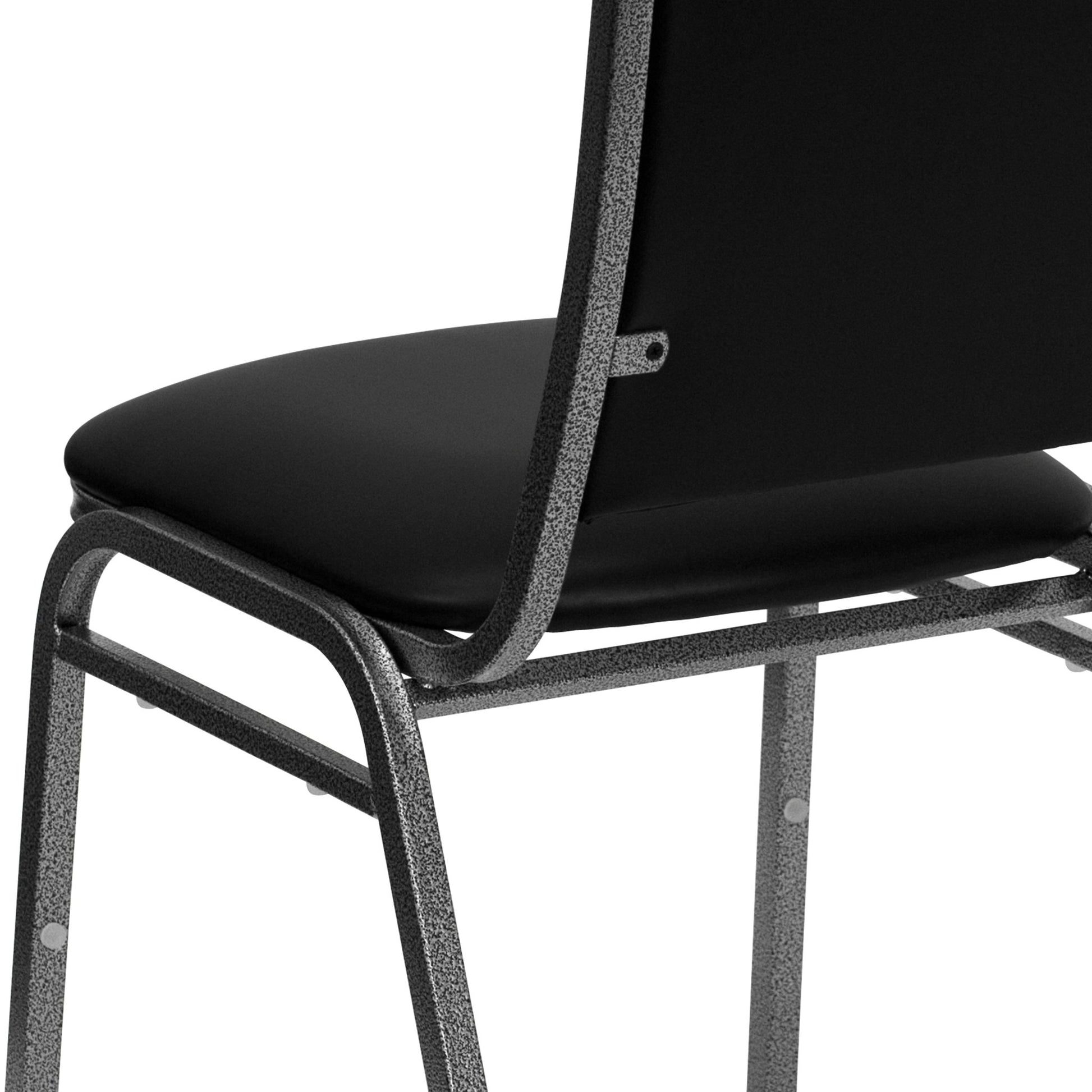 HERCULES Series Stacking Banquet Chair in Black Vinyl - Silver Vein Frame by Flash Furniture - SchoolOutlet