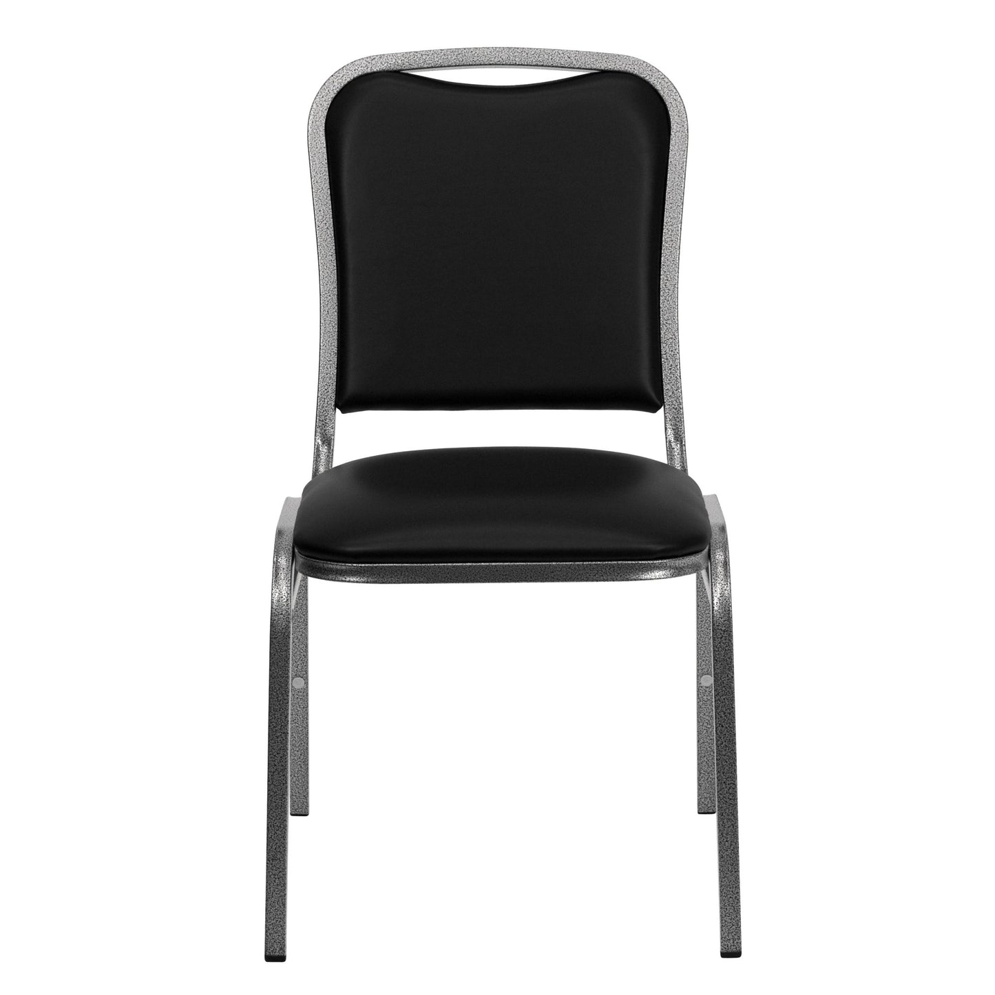 HERCULES Series Stacking Banquet Chair in Black Vinyl - Silver Vein Frame by Flash Furniture - SchoolOutlet