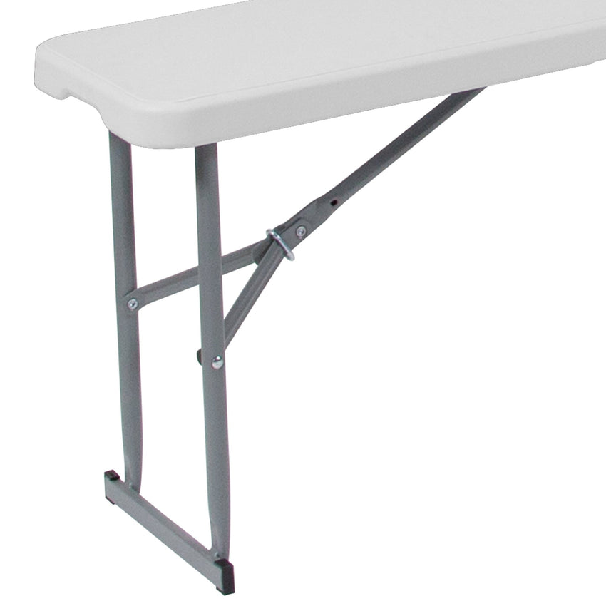 Talbott 10.25''W x 71''L Bi - Fold Plastic Bench with Carrying Handle - Granite White by Flash Furniture - SchoolOutlet