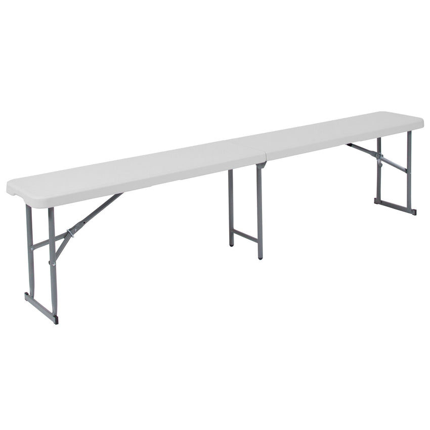 Talbott 10.25''W x 71''L Bi - Fold Plastic Bench with Carrying Handle - Granite White by Flash Furniture - SchoolOutlet