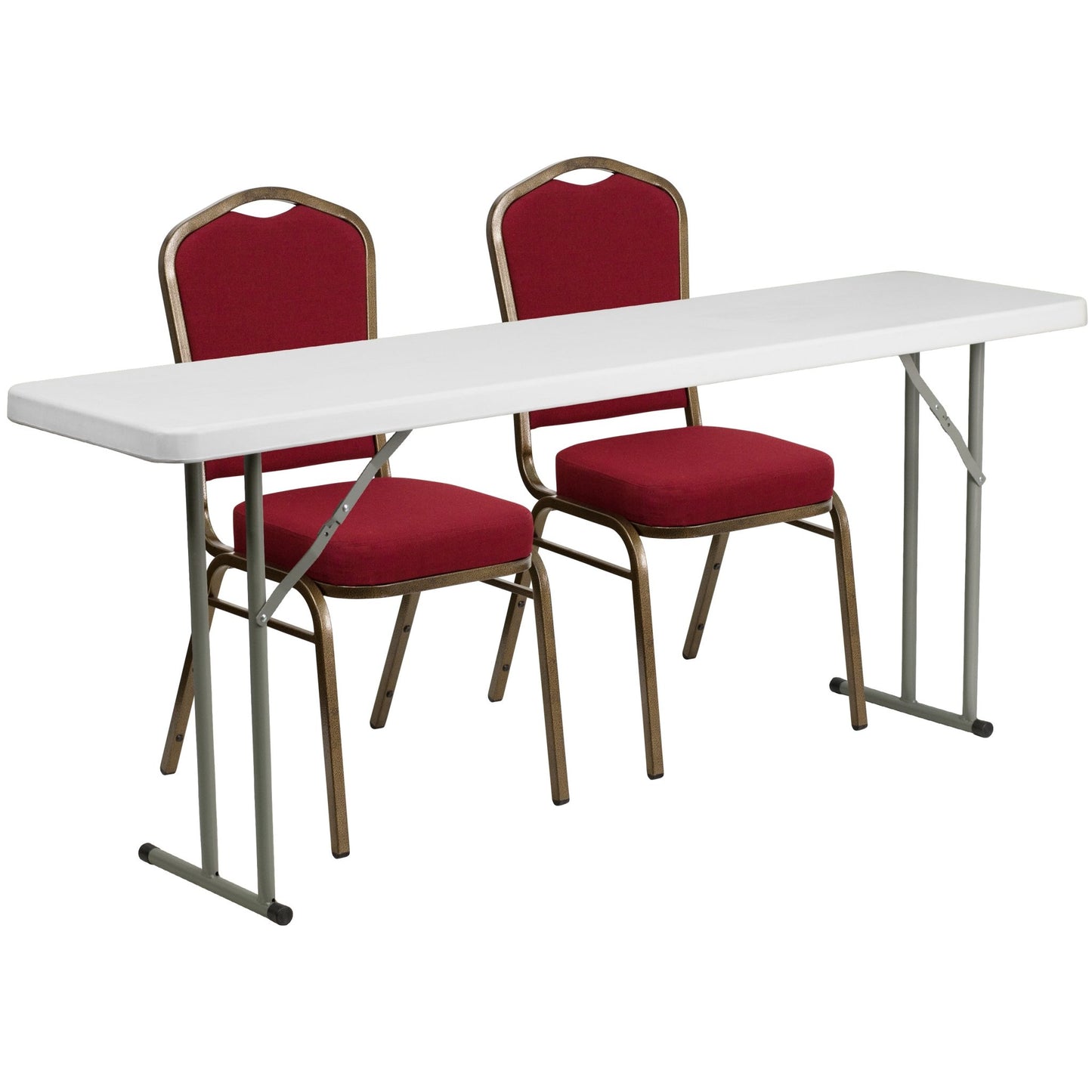 Kathryn 6 - Foot Plastic Folding Training Table Set with 2 Crown Back Stack Chairs by Flash Furniture - SchoolOutlet